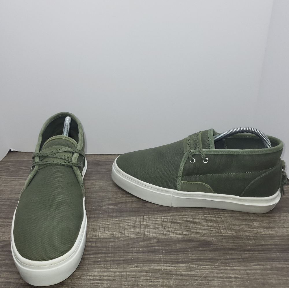 CLEAR WEATHER Lace Up Green Canvas Docksider Sneakers Size Mens 8 | Womens 9.5